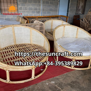 Wholesale Luxury Minimal Rattan Sofa Set Rattan Living Room Sofas Woven Rattan Ottoman with <b>Cushion</b> Customized in Vietnam Factor - Product Image 6