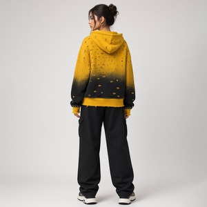 เสื้อฮู้ดดี้สีเหลืองสไตล์วินเทจ แต่งกระเป๋าประดับเพชร ดีไซน์ทันสมัยสไตล์สตรีทแวร์ คุณภาพพรีเมียม 100% สำหรับทุกเพศ - Product Image 4