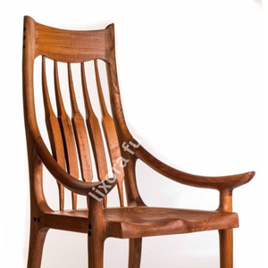 Luxury Handcrafted Solid Wood Dining Armchair Sculptural <b>Spindle</b> Back Mid-Century Modern Seat - Product Image 3