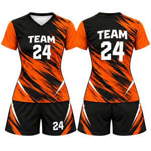 Conjunto de Camiseta y Pantalones Cortos de Voleibol Sublimados Personalizados para Mujer, Cuello en V, Ropa Deportiva de Equipo, Transpirable, Absorbe la Humedad, OEM - Product Image 5
