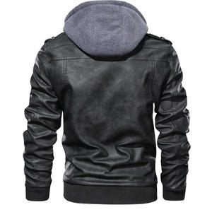 Blouson en cuir pour homme, style moto décontracté, en cuir véritable, à capuche, nouvelle collection 2026, fermeture éclair oblique, taille européenne, vestes pour hommes - Product Image 3