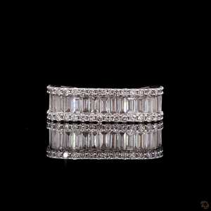 แหวนเพชรแถวคู่ที่ทันสมัย1.45ct ในบาแกตสีโรสโกลด์ขนาด14K และมีเพชรที่ปลูกในห้องทดลองแบบกลมและแบบวงกว้าง - Product Image 2