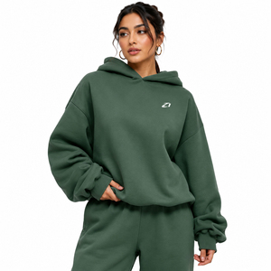 Women's Plain Pullover Hoodies Cotton Fleece Green Oversized Casual Streetwear Unisex Clothing Custom Logo Wholesale Supplier - Product Image 1