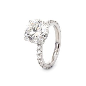 Ensemble de Mariage de Luxe en Or Blanc Massif 14K avec Diamant de Laboratoire Rond Brillant de 3 Carats Certifié IGI et Halo Caché Solitaire – Vente en Gros - Product Image 3