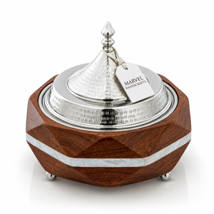 Casserole isotherme de luxe en acier inoxydable Marvel Handicrafts avec incrustation en nacre et bois, pour aliments chauds - Product Image 1