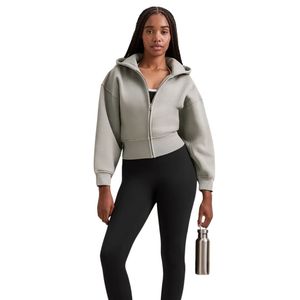 Custom <b>Women</b> <b>Fleece</b> Hoodie Light Beige Oversized Pullover Sweatshirt Long Sleeve Casual Streetwear Warm Soft Hooded <b>Top</b> OEM - Product Image 3