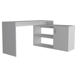 Dallas L-Shaped Home Office Computer <b>Desk</b> with Single Door Cabinet & Two Shelves - Product Image 5