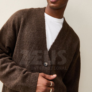 Cárdigan de Hombre de Punto Acanalado con Cierre de Botones Clásico de Primera Calidad, Manga Larga, Color Liso, Cuello en V, Tela Suave, Estilo Casual de Negocios - Product Image 2