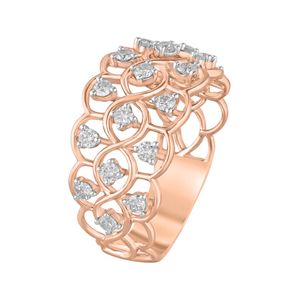 Anillo de cóctel de oro rosa con corazón y diamante redondo cultivado en laboratorio con diseño calado - Product Image 1