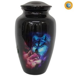 Linea Exports Inc Cremation Urn Black Adult <b>Memorial</b> <b>Vase</b> With Palm Tree And Sunset Design Customizable Artistic Pattern - Product Image 4