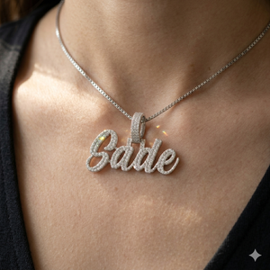 SHRAMAN DIAMOND Collar de Plata 925 con Letra Inicial Cursiva Personalizada, Estilo Hiphop, con Diamantes Cultivados en Laboratorio - Product Image 3