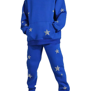 Conjunto Deportivo Unisex Azul Sólido con Capucha 2 en 1, Sudadera Casual de Manga Larga, Corte Regular, Algodón Ligero para Invierno - Product Image 3