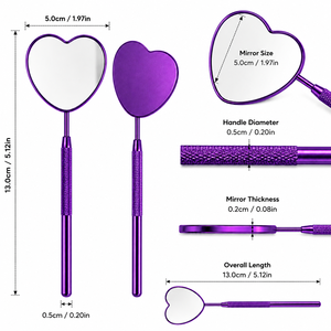 Heart Shape Handheld Stainless Steel Frame 3X <b>Magnifying</b> Single-Sided Purple Finish <b>Makeup</b> <b>Mirror</b> - Product Image 5