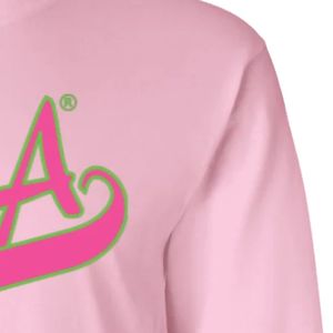 เสื้อสเวตเชิ้ตแขนยาวสีชมพู พิมพ์ลายกราฟิก คอกลม สวมใส่สบาย เสื้อผ้ากีฬาผู้หญิง ปลายแขนจั๊มพ์ พิมพ์โลโก้ แฟชั่นเสื้อผ้า - Product Image 3