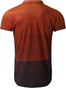 Men's <b>Orange</b> Dot Pattern <b>Polo</b> Knit Short Sleeve Shirt and Shorts Set Breathable Casual Summer Wear - Product Image 3