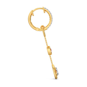 Blush Pink Teardrop <b>Diamond</b> Chain <b>Dangle</b> Hoop <b>Earrings</b> with triple fashion drop - Product Image 3