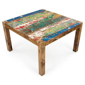 DIVADI <b>Dining</b> <b>Table</b> Melanie Style KD Leg Square Model Reclaimed Boat Wood Sustainable Design EcoFriendly <b>Foldable</b> Indoor Outdoor - Product Image 3