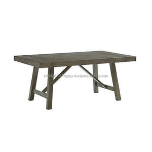 2025 mesa de comedor de madera maciza estilo granja 4 decoración de Metal gris rústico Rectangular mesa de cocina moderna reposapiés de entrada hoteles - Product Image 3