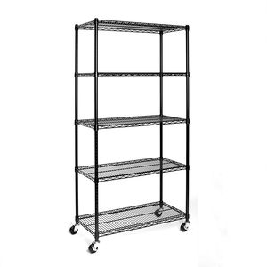 Scaffalature in Acciaio a 5 Ripiani con Ruote, Colore Nero, Certificate NSF - Product Image 1