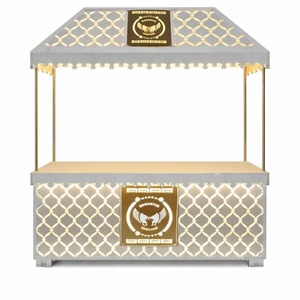 Comptoir de stand alimentaire décoratif en acier inoxydable argenté et doré, style classique moderne de luxe, King International |   Catering modulaire haut de gamme - Product Image 6