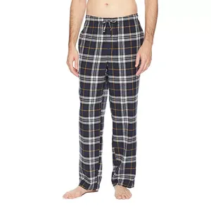 Pantalon de pyjama à carreaux pour homme, automne et hiver, 100% coton flanelle, respirant et thermique, grande taille, coupe ample pour la maison - Product Image 2