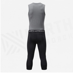 Ensemble de yoga 2 pièces North Approach, sans manches, col rond, gris uni, noir, anti-transpiration, vêtements de sport - Product Image 2