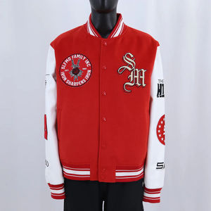 Custom <b>Varsity</b> <b>Jacket</b> <b>Men</b> Leather Sleeve Embroidered Letterman <b>Jacket</b> Hip Hop Streetwear <b>Bomber</b> <b>Jacket</b> - Product Image 1