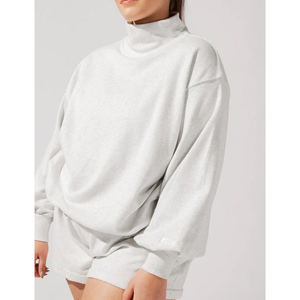 Women Mock Neck Sweatshirt Heavyweight Lined Winter Streetwear Fashion - Product Image 3