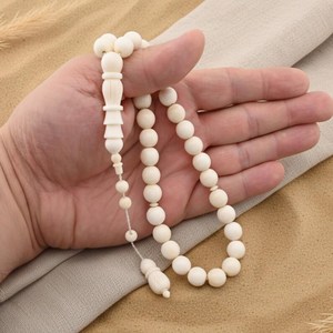 Artisan Eco-Friendly Modern Bone Tasbih 33 Beads Muslim Prayer <b>Rosary</b> Necklace - Product Image 3