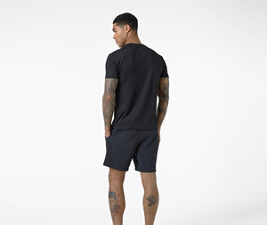 Men's Solid Black Casual Shorts Mid Waist Elastic Closure Knitted Fabric Short Length Men shorts - Product Image 3