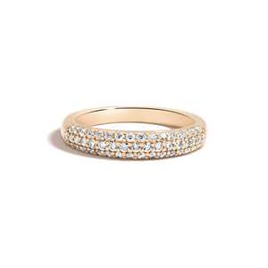 Pave <b>Dome</b> Stackable <b>Ring</b> Half Eternity Curved Stacking Bridal Jewelry Bands Wholesale 14k 18k Solid Gold Round Lab Grown Diamond - Product Image 1