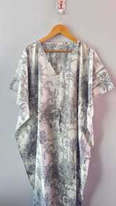 Cotton Women Dress with Drawstring Long Robe Loose Printing Cover up <b>Maxi</b> <b>Kaftan</b> for Women Indian Handmade Cotton <b>Kaftan</b> - Product Image 3