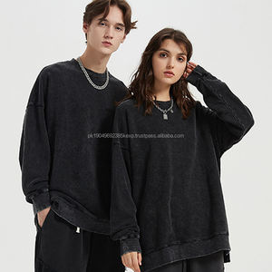 Alta calidad calle personalizada 100 algodón cuello redondo Oversize Wash hombres sudadera venta al por mayor sudaderas con capucha para mujeres - Product Image 1