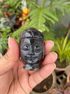 Hand Carved Black Obsidian <b>Buddha</b> <b>Head</b> Natural Crystal Sculpture Meditation Decor Spiritual Gift Wholesale Supplier - Product Image 1