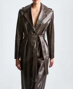 Elegant Genuine Leather Trench <b>Coat</b> Long Length Stand Collar Full Sleeve Zipper Windproof <b>Winter</b> Unisex <b>Thick</b> Outerwear - Product Image 5