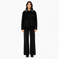 Veste chemise légère en daim de veau pour femme, col en peau de mouton, style minimaliste, finition OEM, pull-over d'extérieur automne/hiver