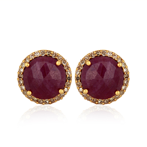 Pendientes de Oro Amarillo de 18k con Rubí, Diseño Minimalista, 1.52g, Última Tendencia, Directo de Fábrica - Product Image 1