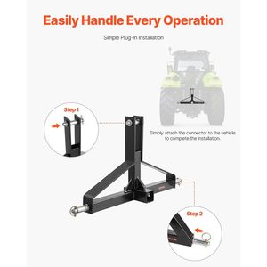 Enganche Rápido para Tractor Categoría 1, Barra de Remolque de 3 Puntos con Capacidad de 3000 lb, Receptor de 2 Puntos para Remolques Agrícolas - Product Image 6