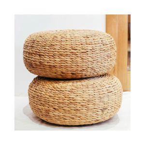 Cojín de jacinto de agua estilo boho, puf redondo grueso para mesa de soporte de plantas en maceta, casa rústica tipo cabaña - Product Image 1