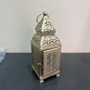 Artisan Design Decorative Iron Table <b>Lantern</b> candle holder <b>Gold</b> Finish L691 - Product Image 2