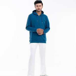 Sudadera con capucha azul para hombre, ecológica, de invierno, cómoda, de alta calidad, con cremallera frontal y logotipo, acogedora. - Product Image 6