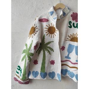 Veste bohème Suzani brodée pour femmes, veste en coton pour femmes, veste à broderie florale - Product Image 2