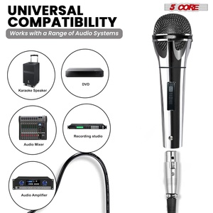 ไมโครโฟน XLR 5 คอร์ 2 ชิ้น ไมค์ไดนามิกสำหรับคาราโอเกะ ร้องเพลงในสตูดิโอ ไมค์แบบมือถือ - Product Image 6