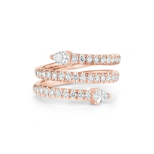 Anillo de Oro Sólido de 14K con Diamantes de Laboratorio, Diseño Espiral Multihilera Tipo Serpiente, Anillo de Diamantes en Espiral, Anillo Abierto Ajustable, Joyería Fina para Regalo - Product Image 1