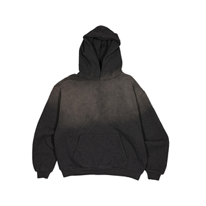 Sweat à capuche délavé effet soleil pour homme – Couleur unique, style rétro, streetwear décontracté - Product Image 1