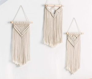 Juego de 3 Tapices de Pared de Macramé Boho Hechos a Mano, Decoración de Pared Tejida con Cuerda de Algodón, Tapiz Decorativo Hecho a Mano para Sala de Estar y Dormitorio - Product Image 1