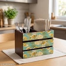 Reposacucharas Decorativo de Cocina de MDF Esmaltado Hecho a Mano por ILAHI, de Uttar Pradesh, Solo Lavar a Mano - Product Image 6