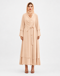 2026 Ladies Long Floor Length <b>Abaya</b> Dress Islamic Ethnic Fashion Plain Polyester Matching Belted <b>Abaya</b> For Women - Product Image 1