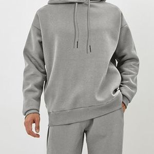 Ensemble de survêtement deux pièces personnalisé avec logo pour homme – Sweat-shirt et pantalon de jogging – Tenue de sport unie pour la course à pied - Product Image 1