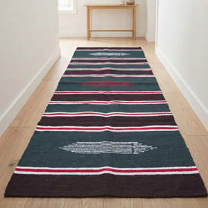 Soft and Durable Kilim Cotton Rectangle Area Rug Eco-Friendly Flat <b>Weave</b> for Living Room or Entryway Striped Kilim Hallway Rug - Product Image 1